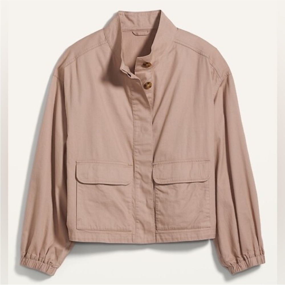 Old Navy Cropped Twill Utility Jacket Pink/blush color